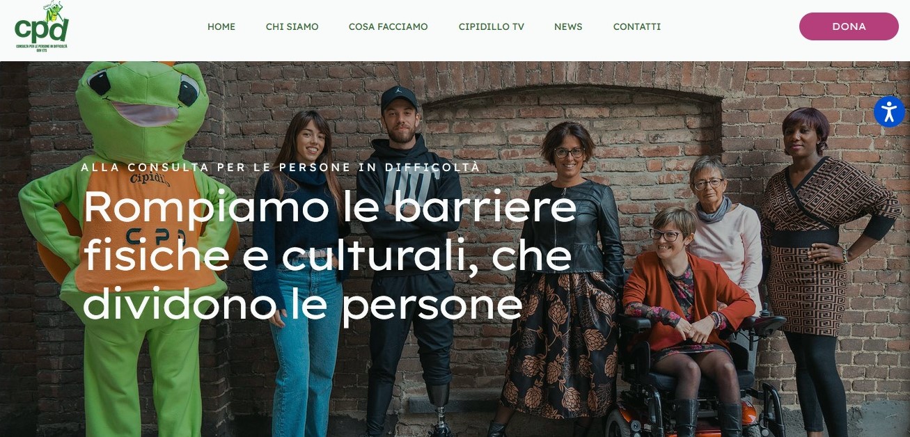 La homepage di CPD con l'icona di AccessiWay