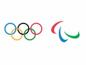 Immagine con logo delle Olimpiadi e logo delle Paralimpiadi