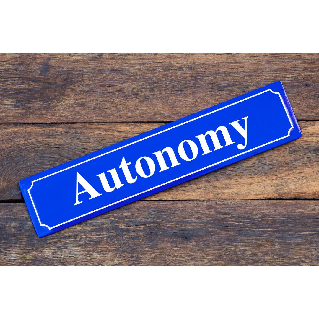 Cartello con scritto "autonomy"