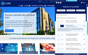 Schermata del sito della Cassa ragionieri con l'interfaccia delle regolazioni di accessibilità offerte da AccessiWay