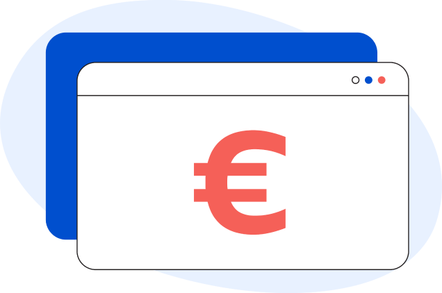 Illustrazione di una pagina web generica con all’interno il simbolo dell’euro