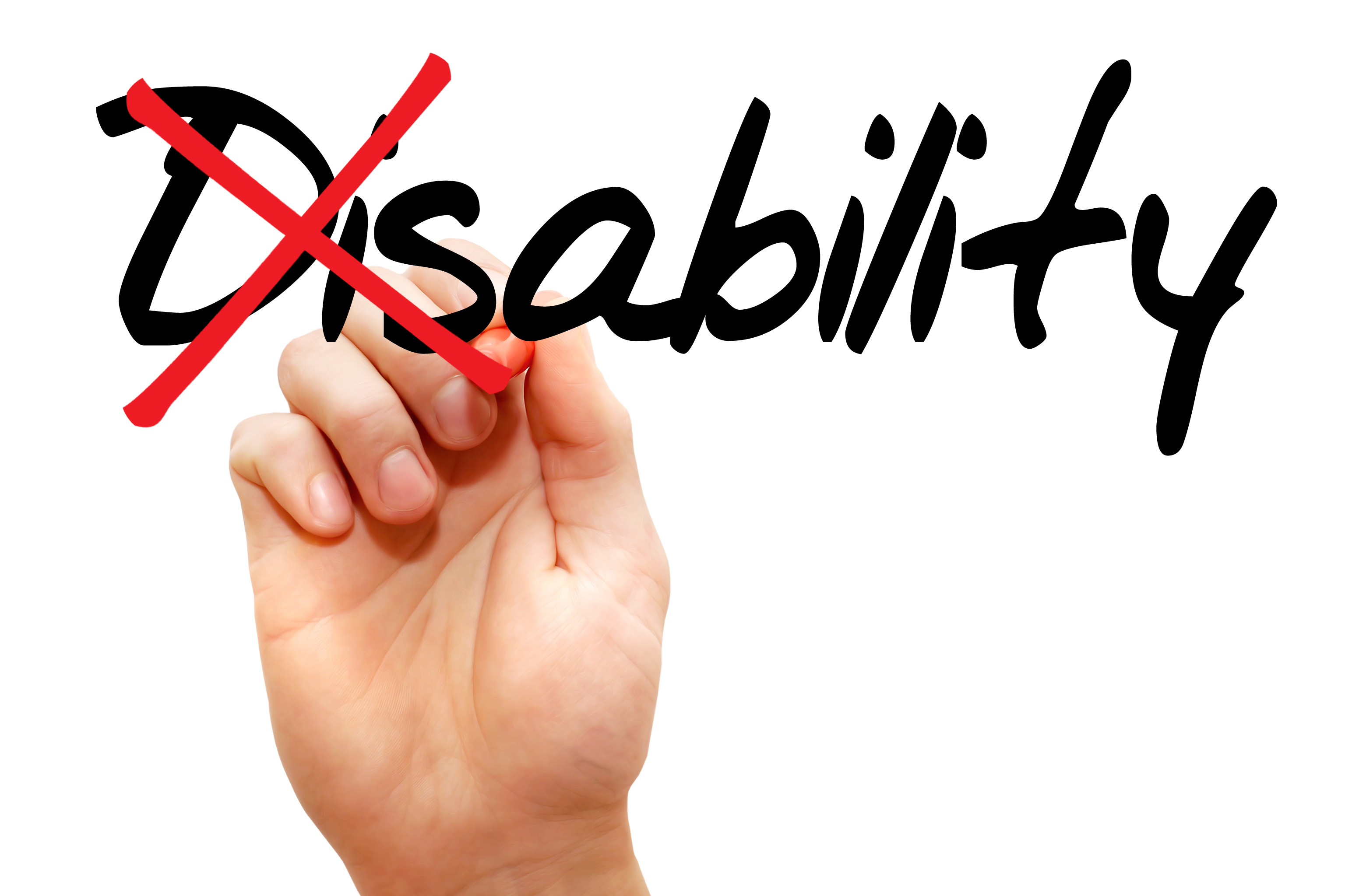 La scritta "Disability" con "dis" cancellato per indicare che è meglio usare "diversamente abili" che "disabili"