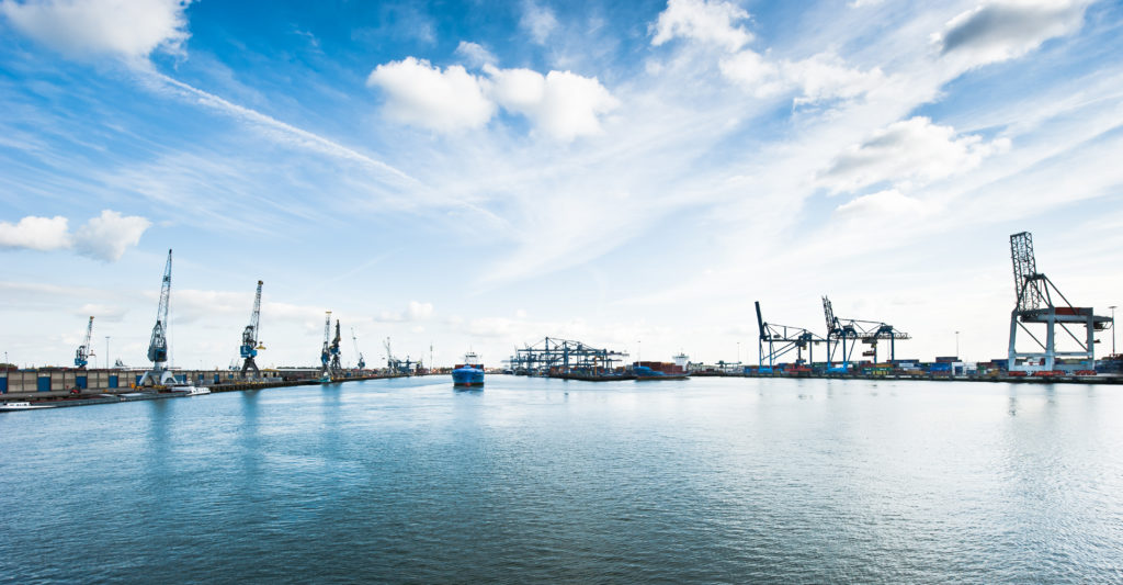 Foto di uno scorcio dell'area portuale di Rotterdam