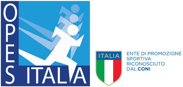 Logo Opes Italia con a fianco uno stemma italiano e la scritta "Ente di promozione sportiva riconosciuto dal Coni"